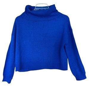 Bar III Royal Blue Cowl Neck Cropped Sweater Size XL Lightweight Knit